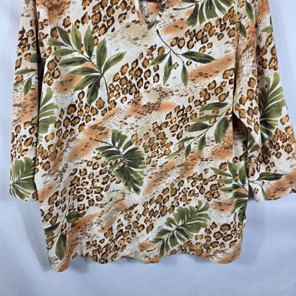 Alfred Dunner Top Tee Blue Women's Size Large Brown & Green Animal/Jungle Print - Picture 5 of 11
